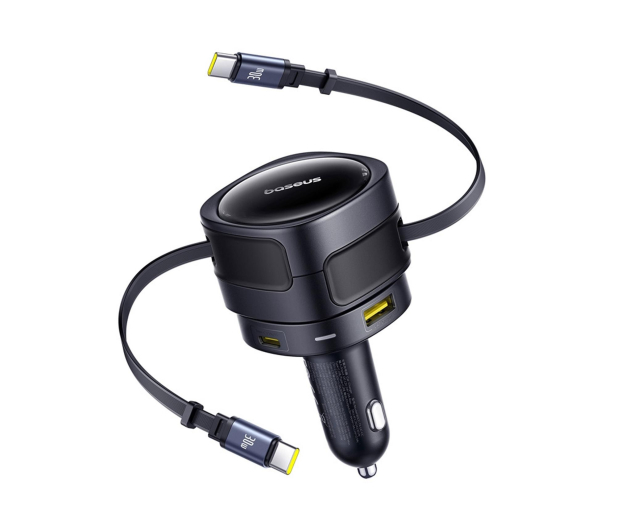 Baseus Ładowarka samochodowa 90W 2 x kabel USB-C + USB-A + USB-C - 1502064 - zdjęcie
